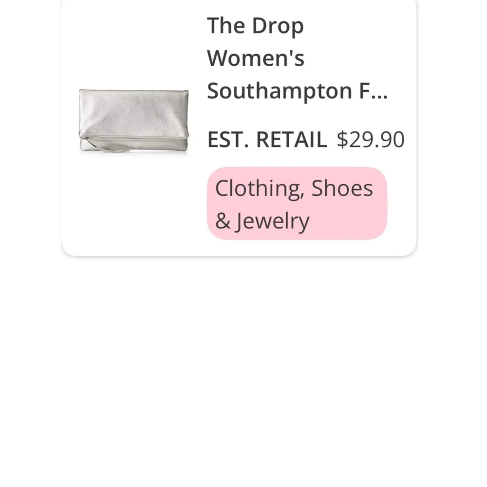 The Drop Women Southampton Foldover Clutch Metallic Silver Pebbled Faux Leather‎